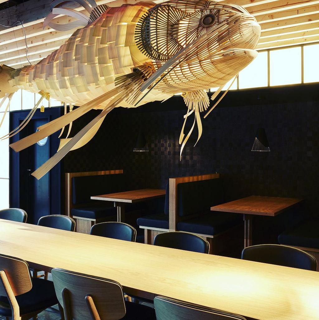 Lustra Chandelier Wooden Fish Handmade
