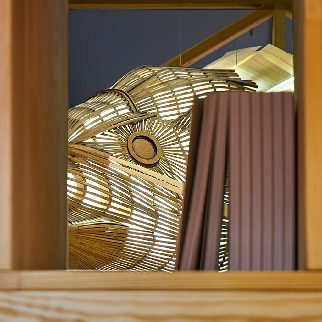 Lustra Chandelier Wooden Fish Handmade