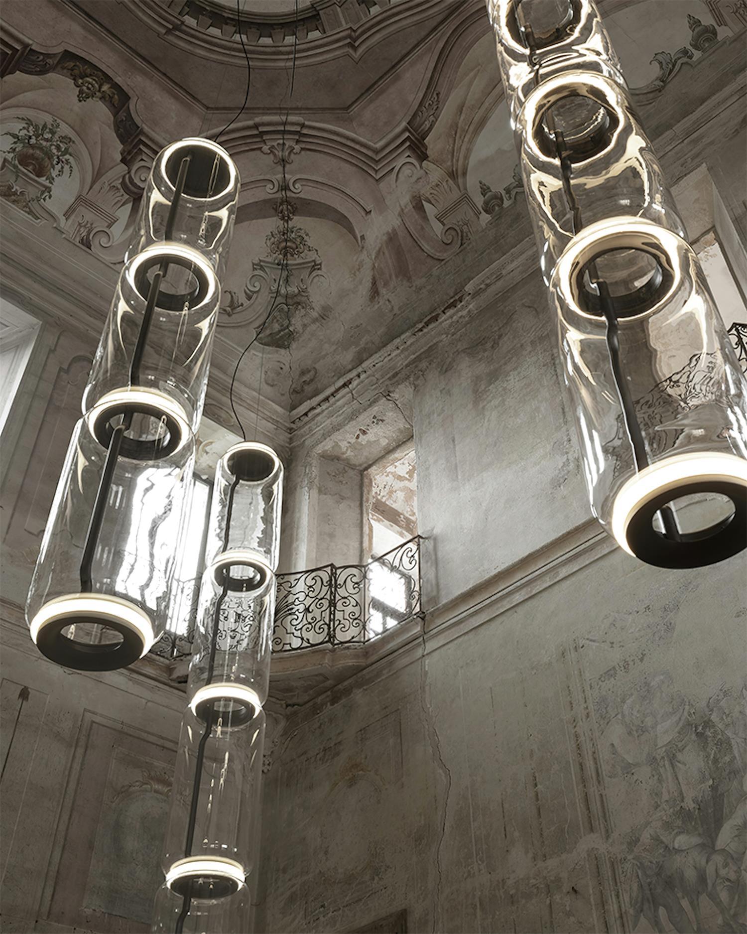 Virelo Stacked Glass Cylinder Pendant Light