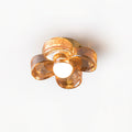 Ceiling Lamp with Amber Acrylic Clover Petals and Brass Scandi
