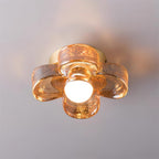 Ceiling Lamp with Amber Acrylic Clover Petals and Brass Scandi
