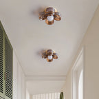 Ceiling Lamp with Amber Acrylic Clover Petals and Brass Scandi