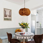 Ritta Retro LED Pendant Light Wood Rattan Bedroom Restaurant