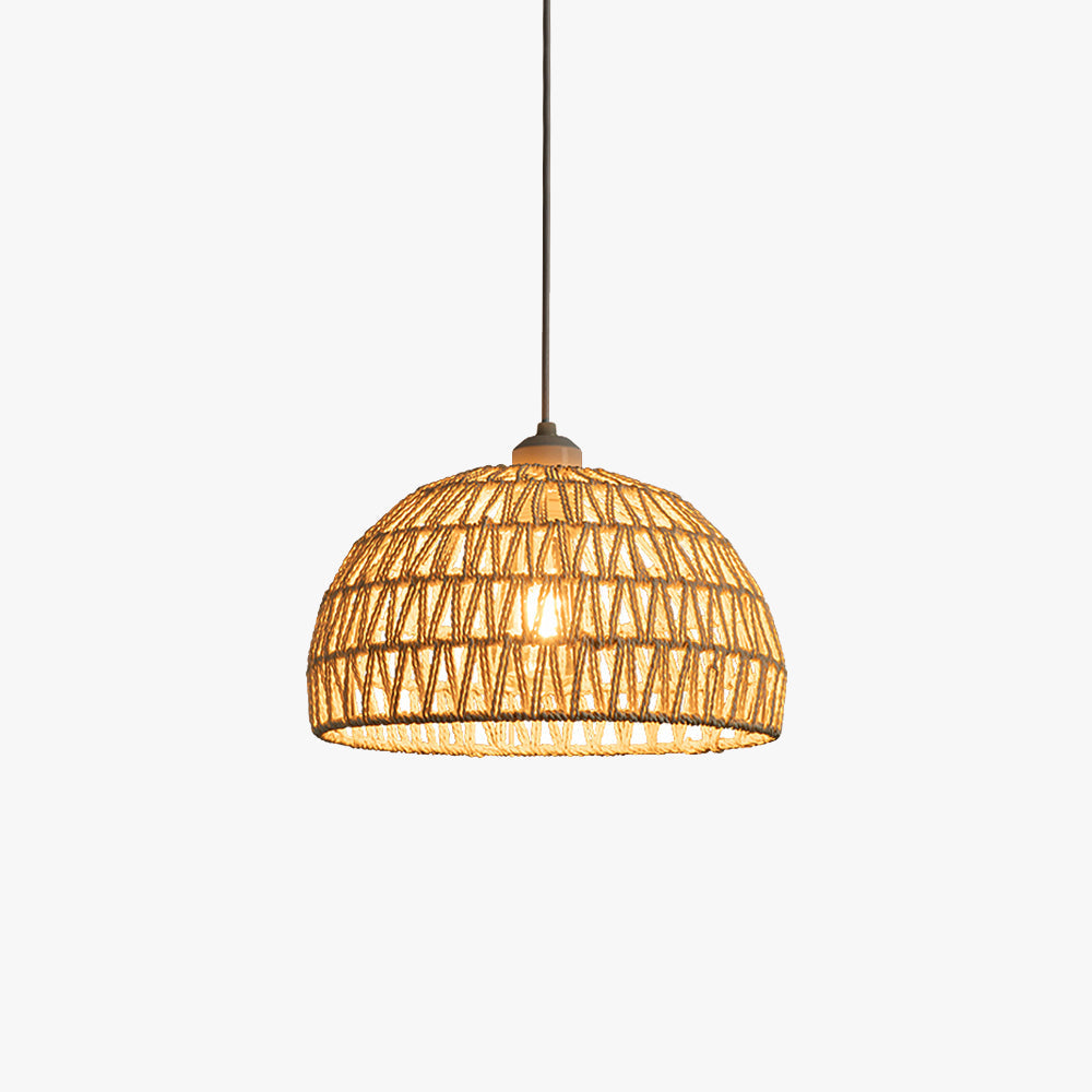 Ritta Retro LED Pendant Light Wood Rattan Bedroom Restaurant