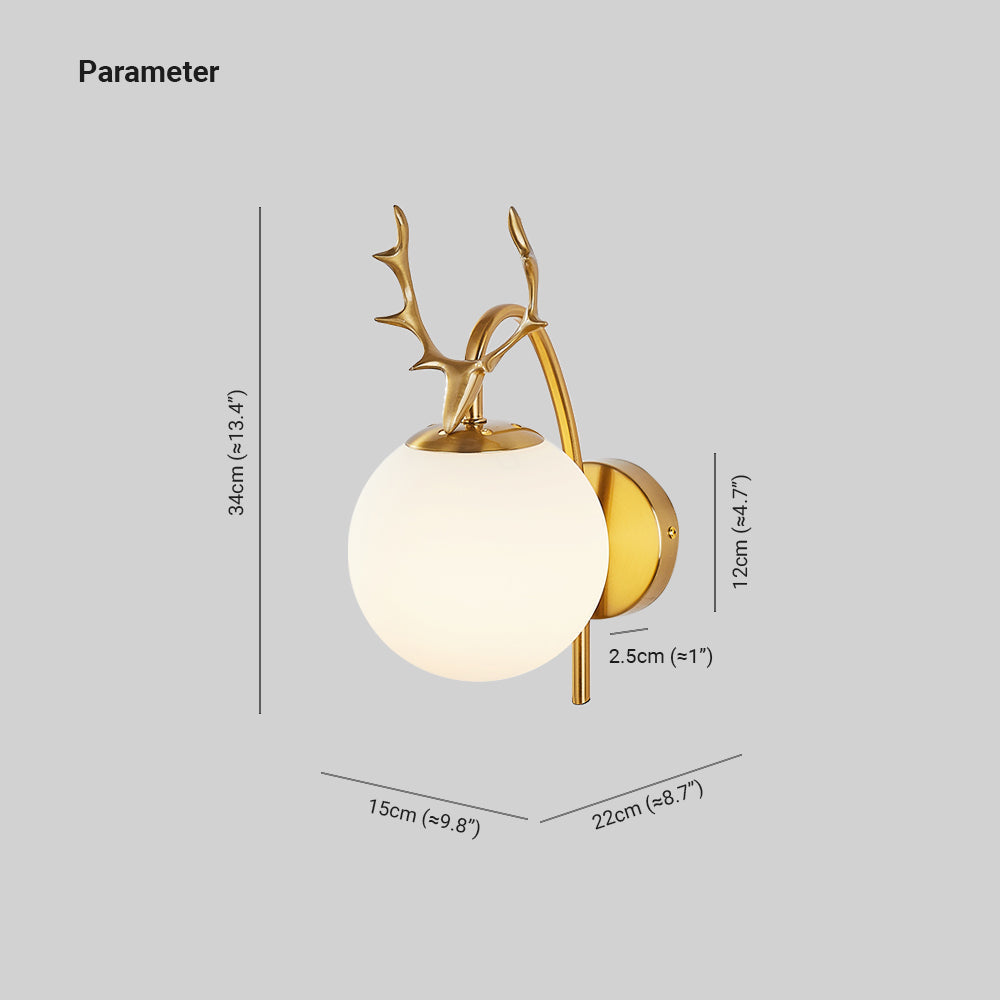 Valentina Modern Art Deer Bedside LED Indoor Wall Lamp Glass Living Room Bed Room Dining Room