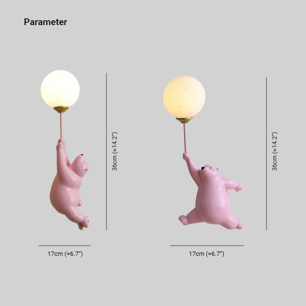 Aria Wall Reading Lamp Bear Balloon Children Bedroom/Bedside/Study