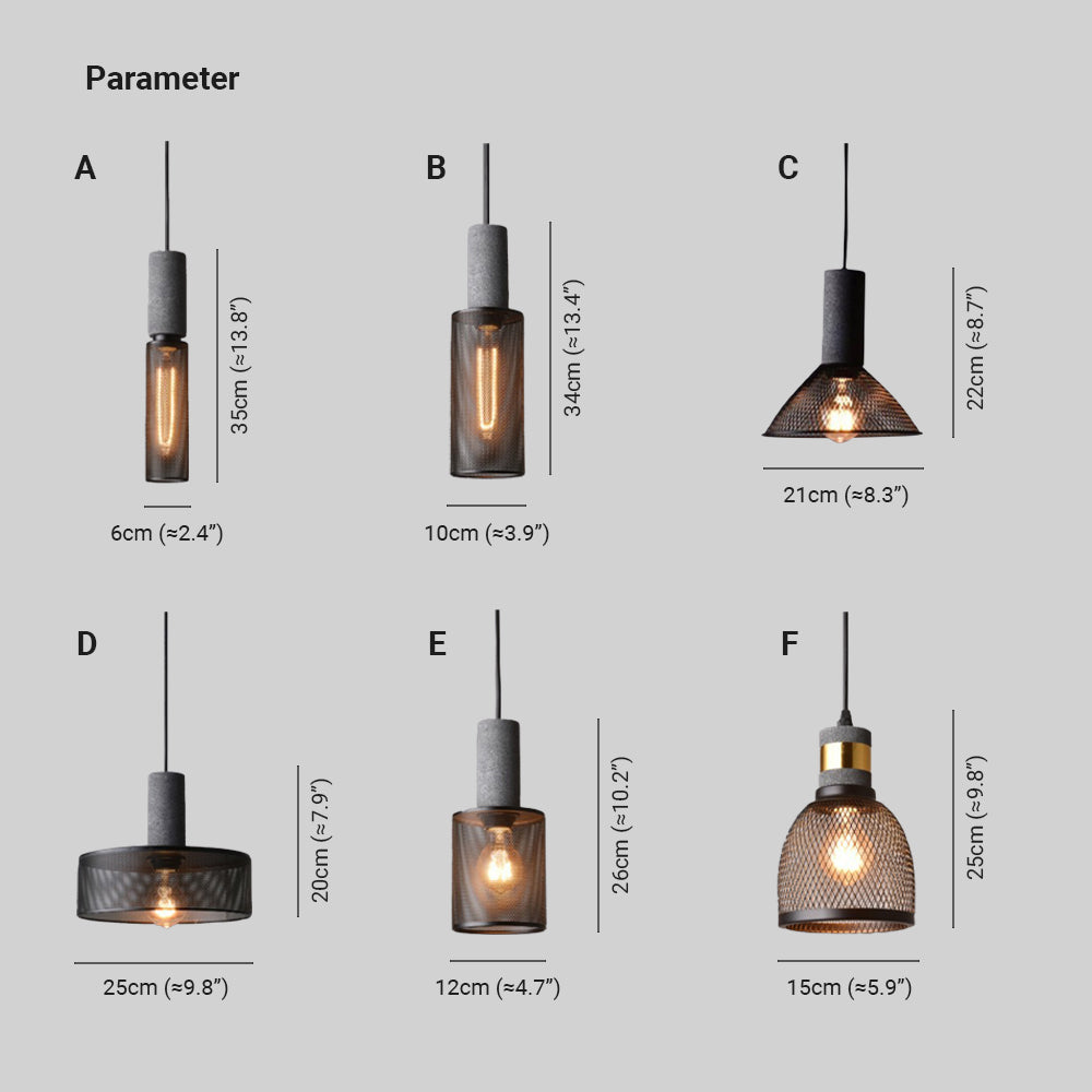 Arisha Industrial Cylindrical Pendant Light, Cement  Wabi-Sabi