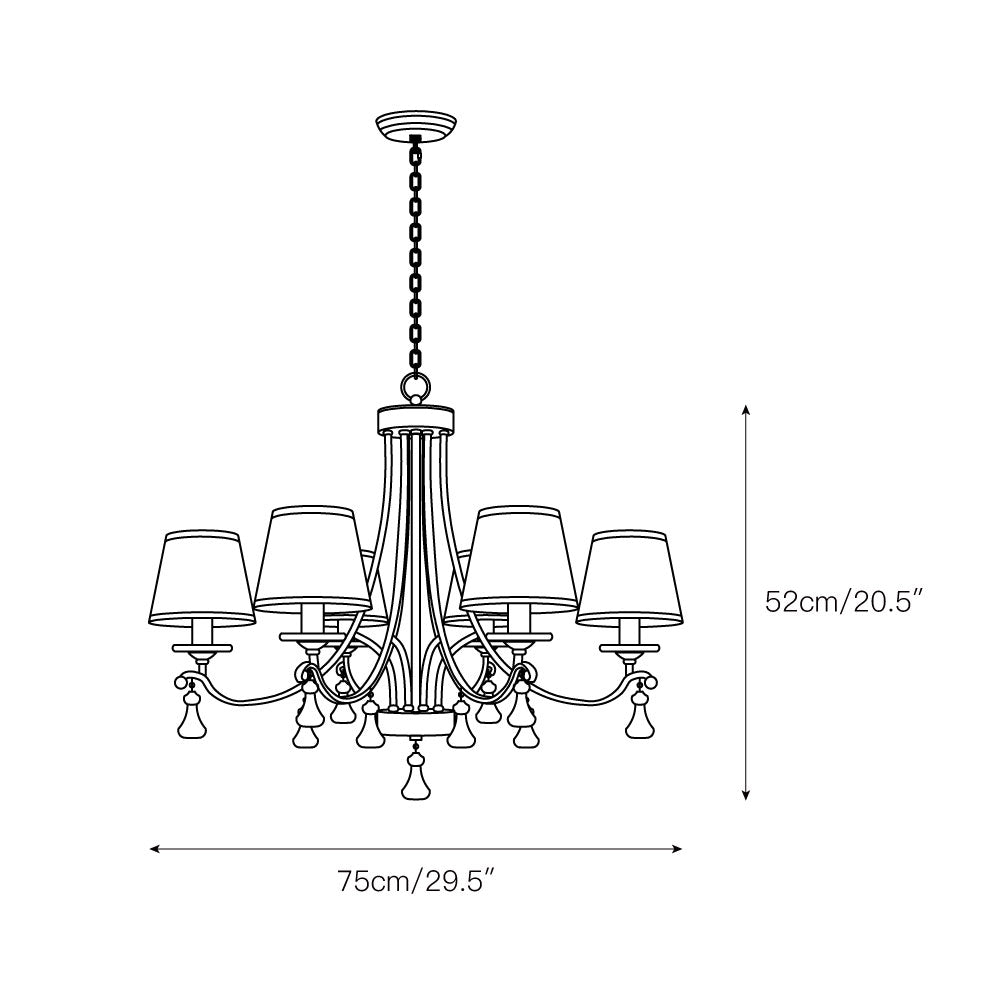 Lyvenisra Vintage Industrial Pointe Brass Fabric Crystal Chandelier