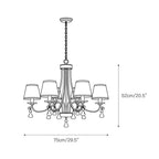 Lyvenisra Vintage Industrial Pointe Brass Fabric Crystal Chandelier