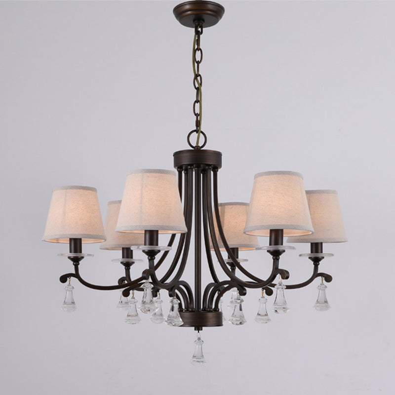 Lyvenisra Vintage Industrial Pointe Brass Fabric Crystal Chandelier