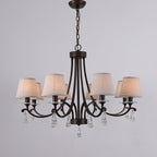 Lyvenisra Vintage Industrial Pointe Brass Fabric Crystal Chandelier
