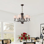 Lyvenisra Vintage Industrial Pointe Brass Fabric Crystal Chandelier