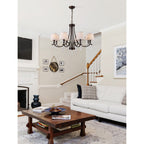 Lyvenisra Vintage Industrial Pointe Brass Fabric Crystal Chandelier