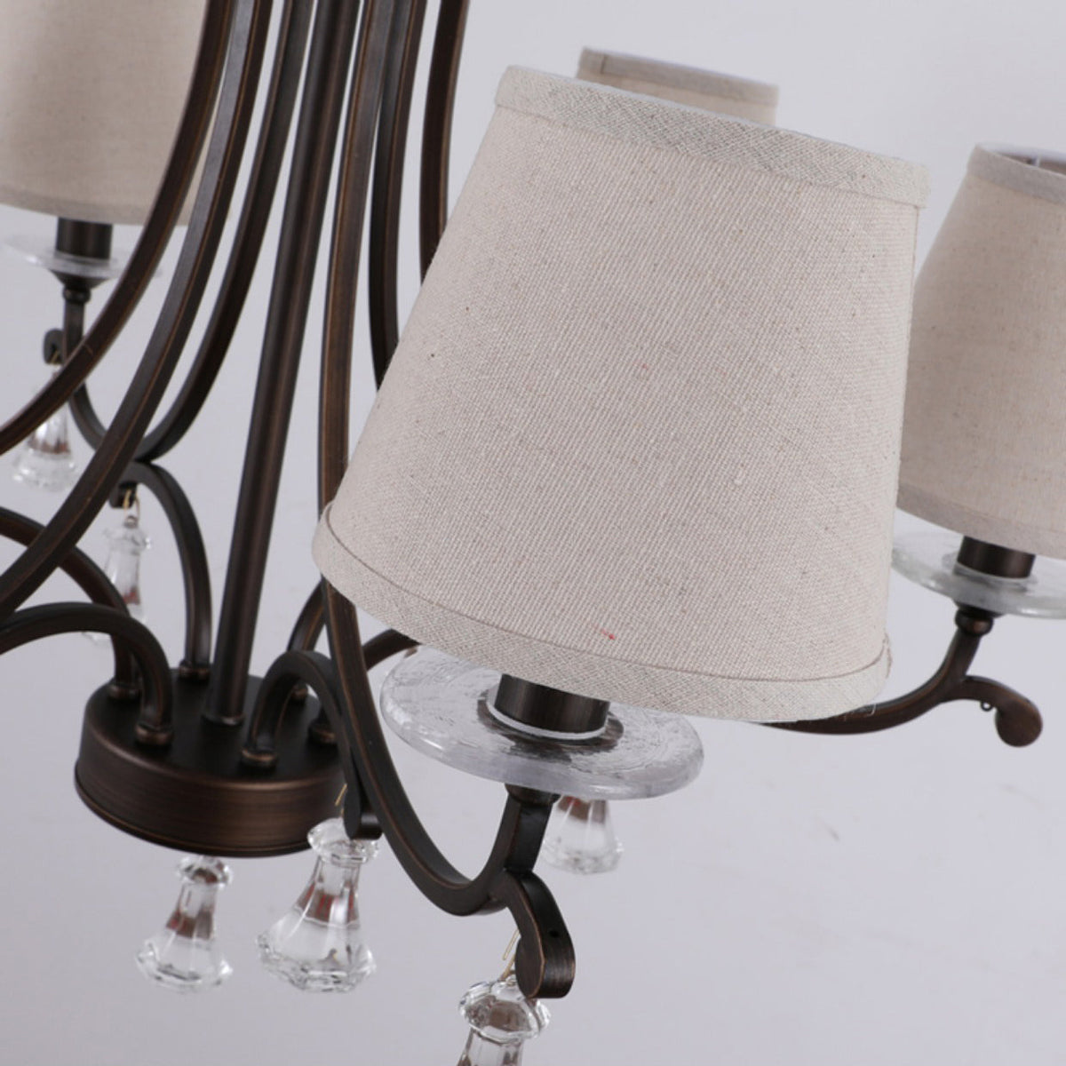 Lyvenisra Vintage Industrial Pointe Brass Fabric Crystal Chandelier