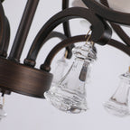 Lyvenisra Vintage Industrial Pointe Brass Fabric Crystal Chandelier