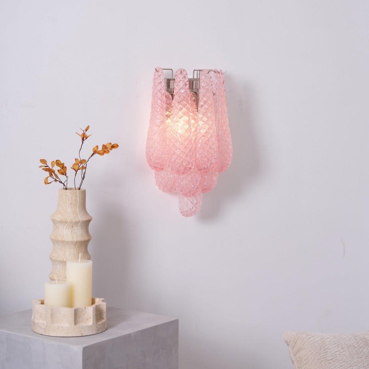 Aurora Wall Lamp Pink Teardrop Glass Floral Artistic