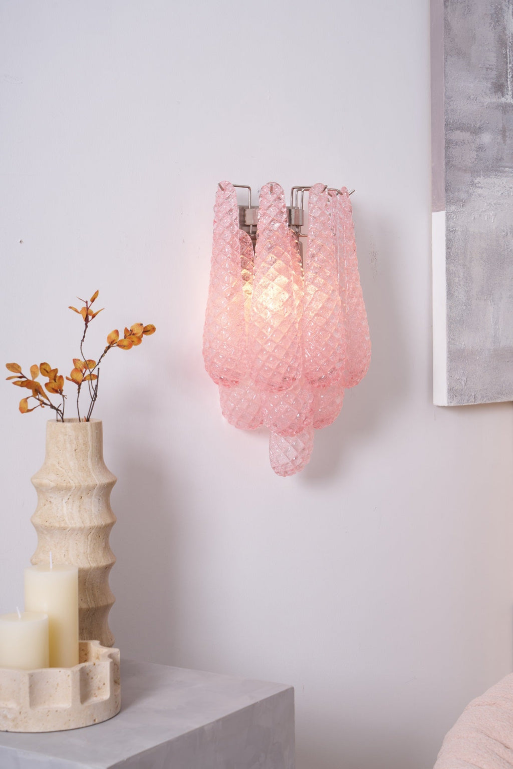 Aurora Wall Lamp Pink Teardrop Glass Floral Artistic