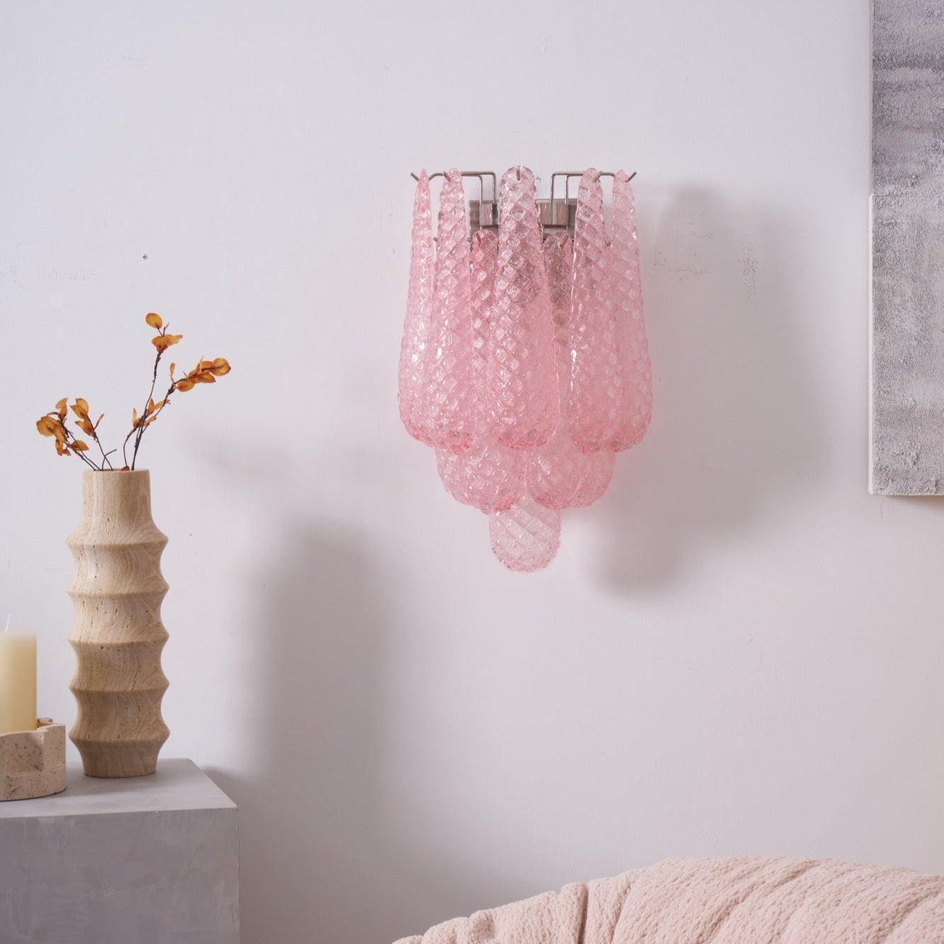 Aurora Wall Lamp Pink Teardrop Glass Floral Artistic