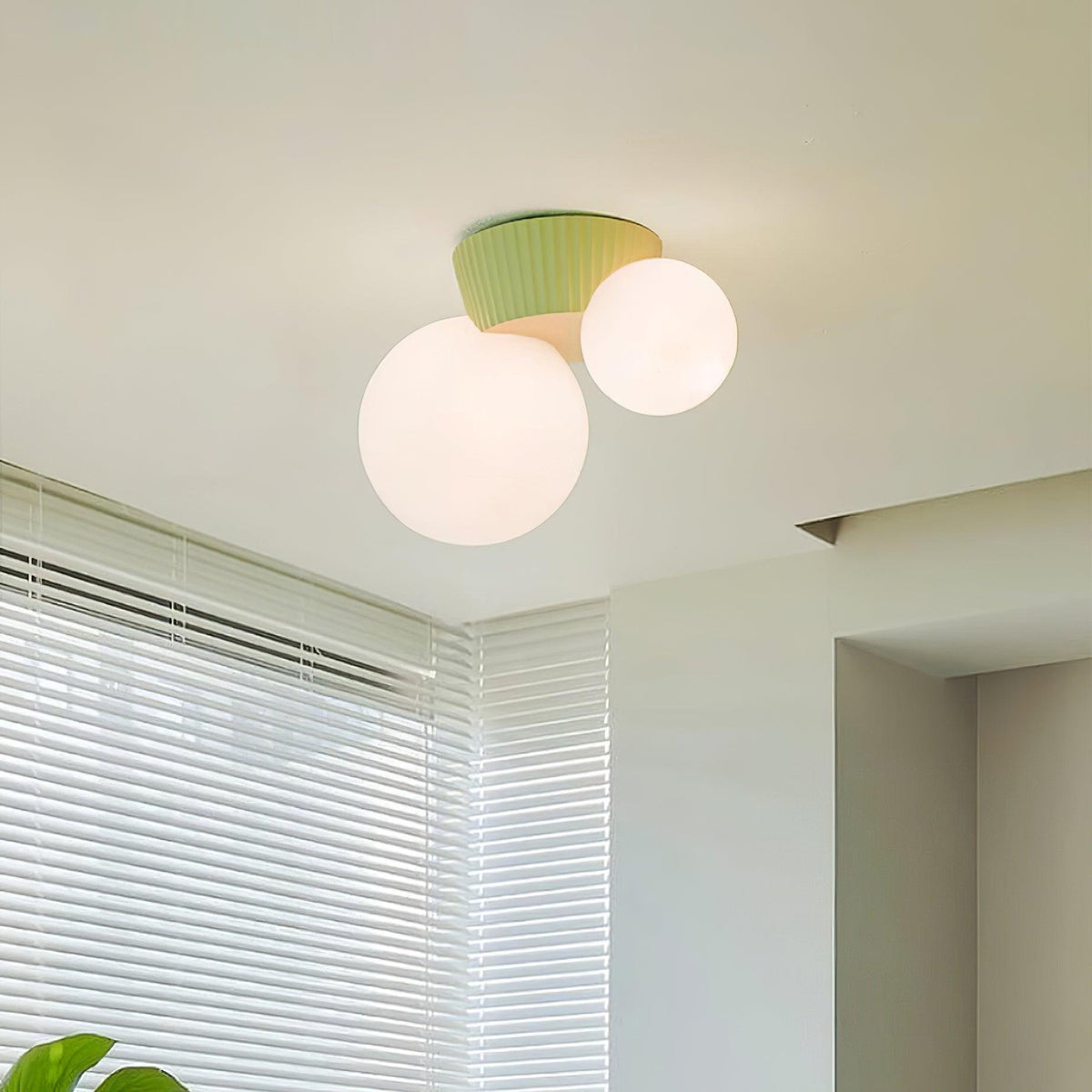 Ceiling Light  Playful Asymmetry with Dual Frosted Glass Globes