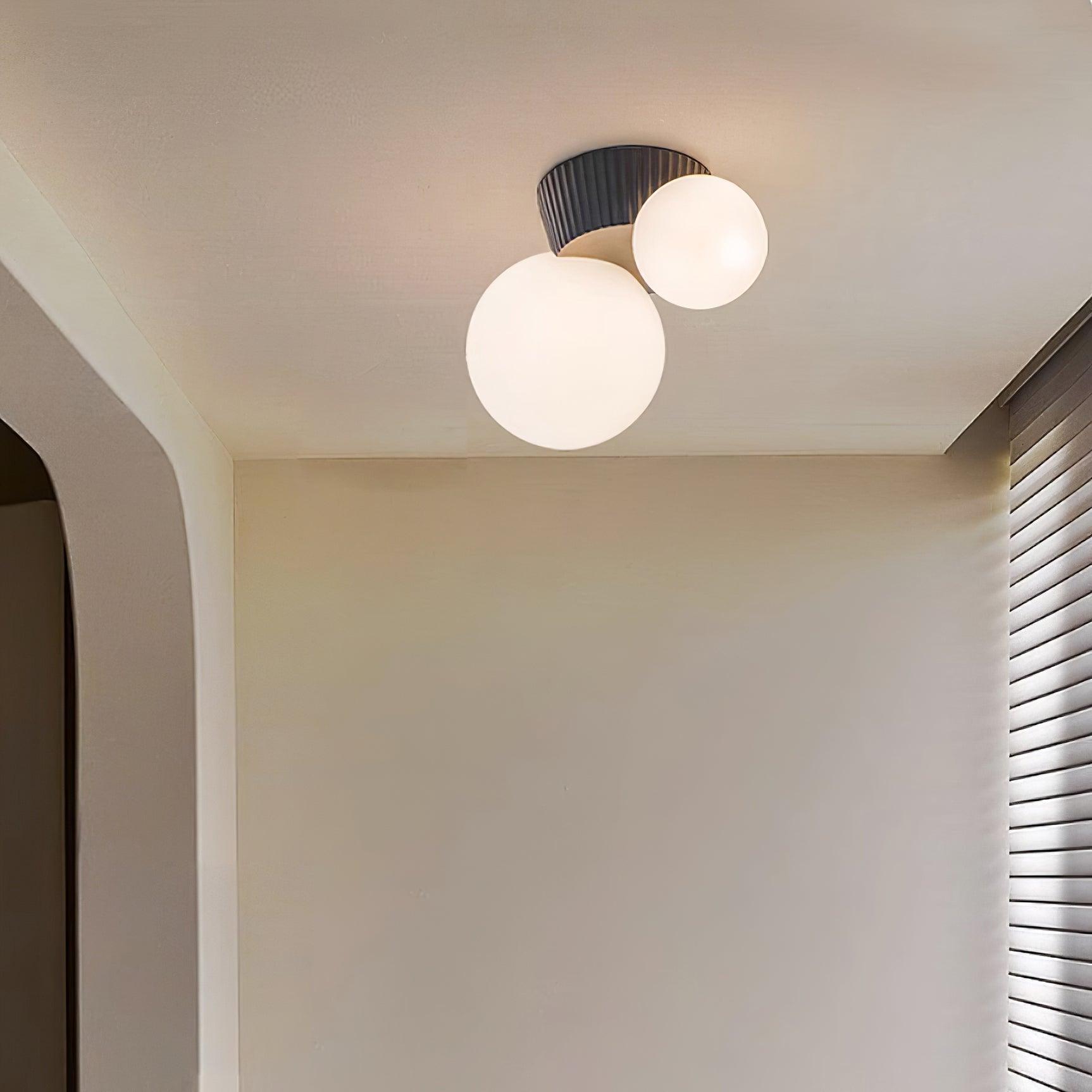 Ceiling Light  Playful Asymmetry with Dual Frosted Glass Globes