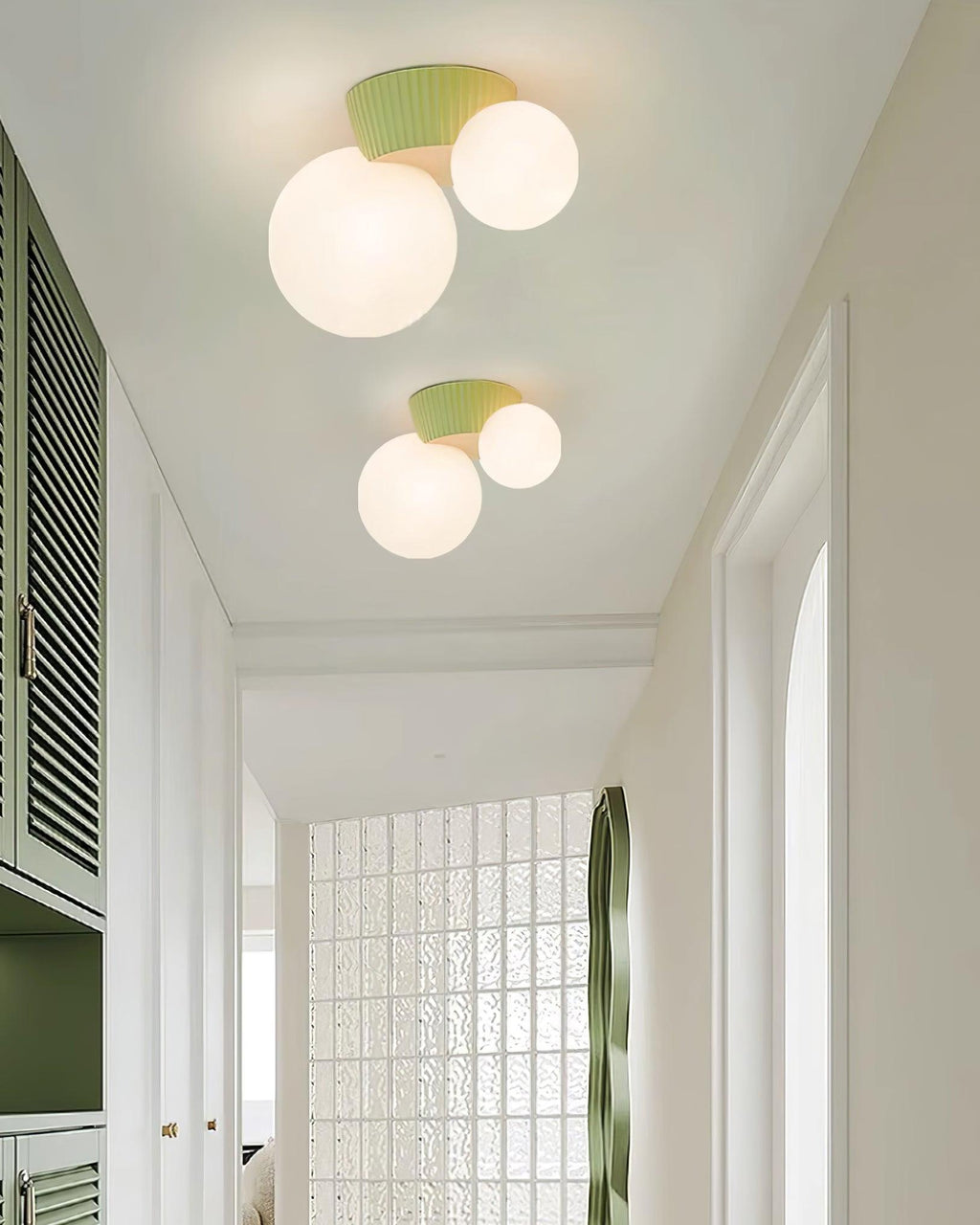 Ceiling Light  Playful Asymmetry with Dual Frosted Glass Globes