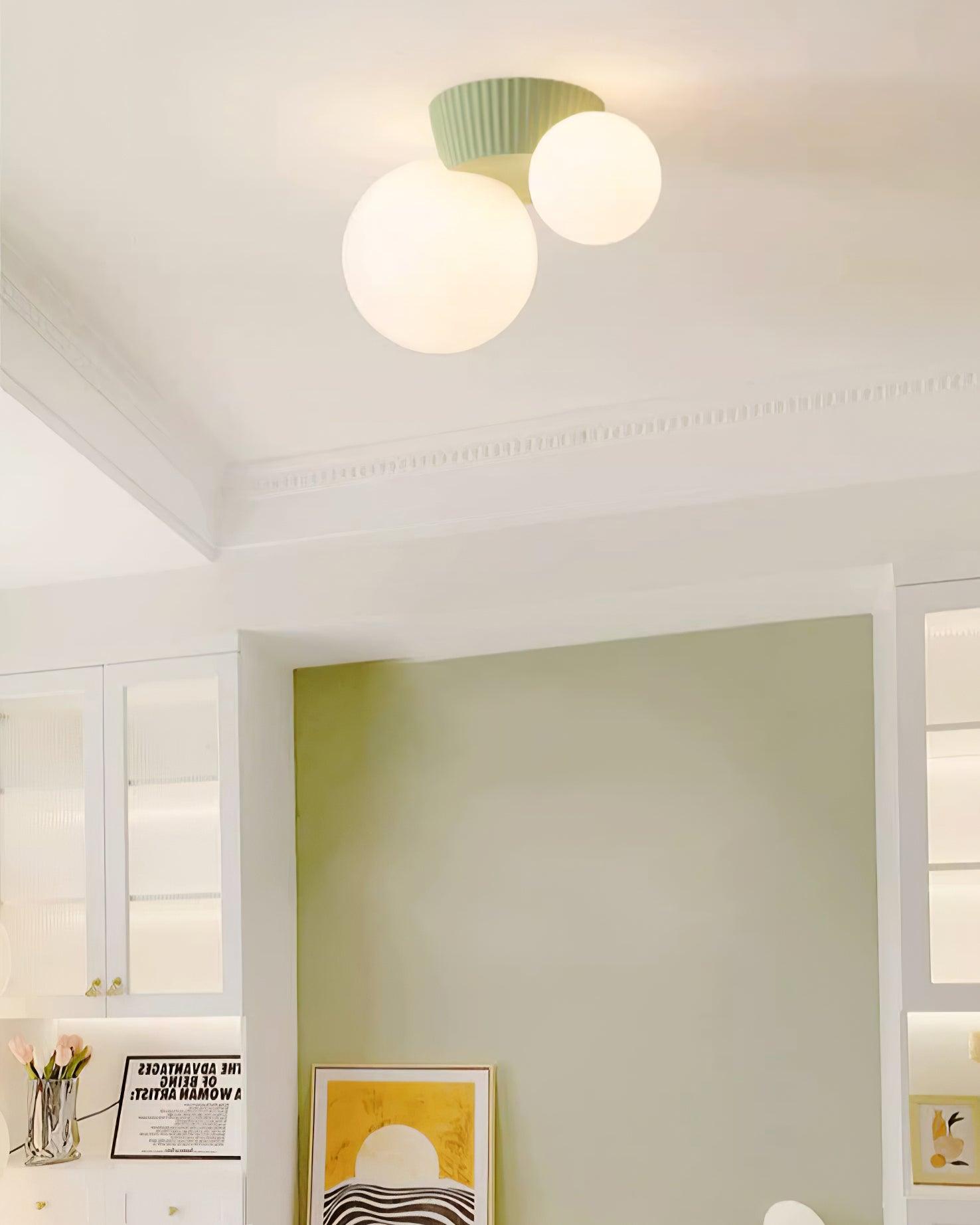 Ceiling Light  Playful Asymmetry with Dual Frosted Glass Globes