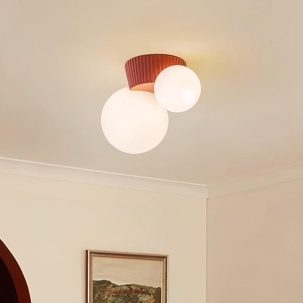 Ceiling Light  Playful Asymmetry with Dual Frosted Glass Globes