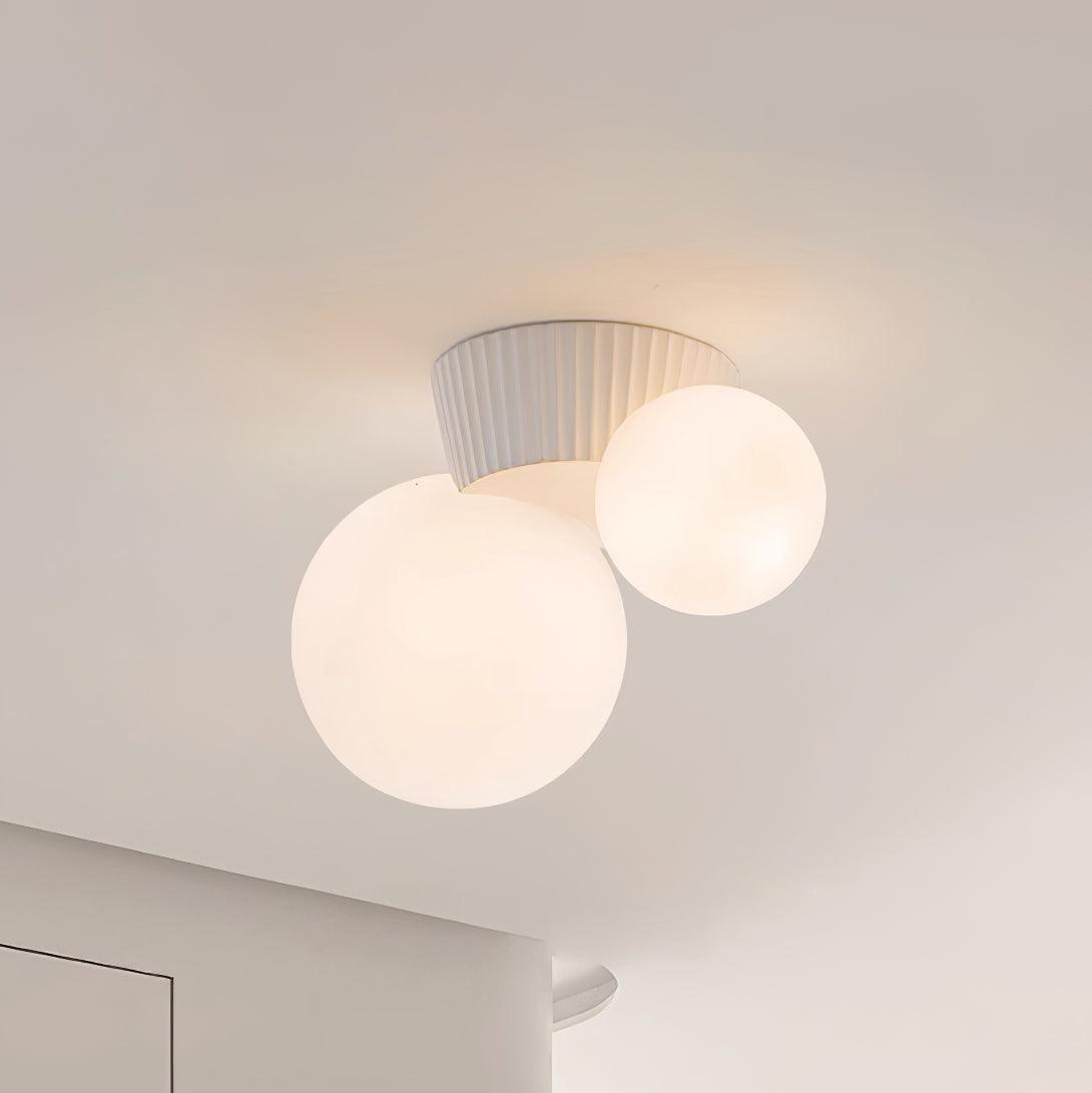 Ceiling Light  Playful Asymmetry with Dual Frosted Glass Globes
