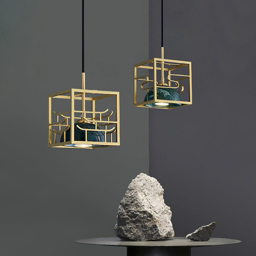 Cubo Modern Brass Pendant Lamp