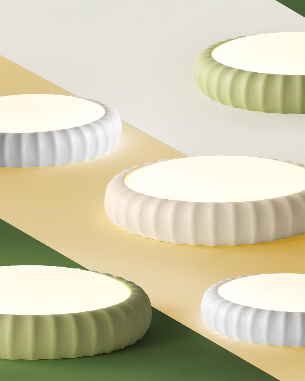 Ceiling Light Soft Green Resin Minimalist Flush Mount Modern