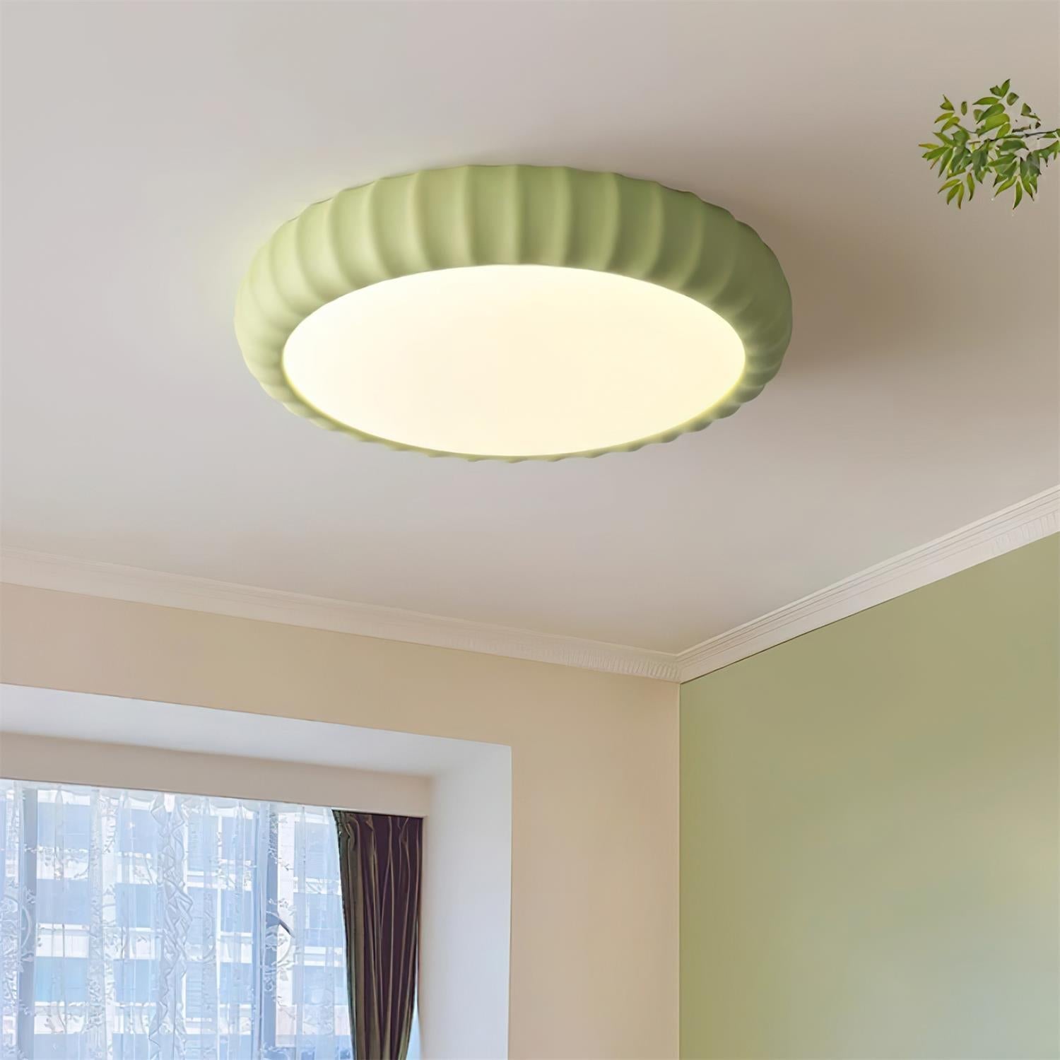 Ceiling Light Soft Green Resin Minimalist Flush Mount Modern