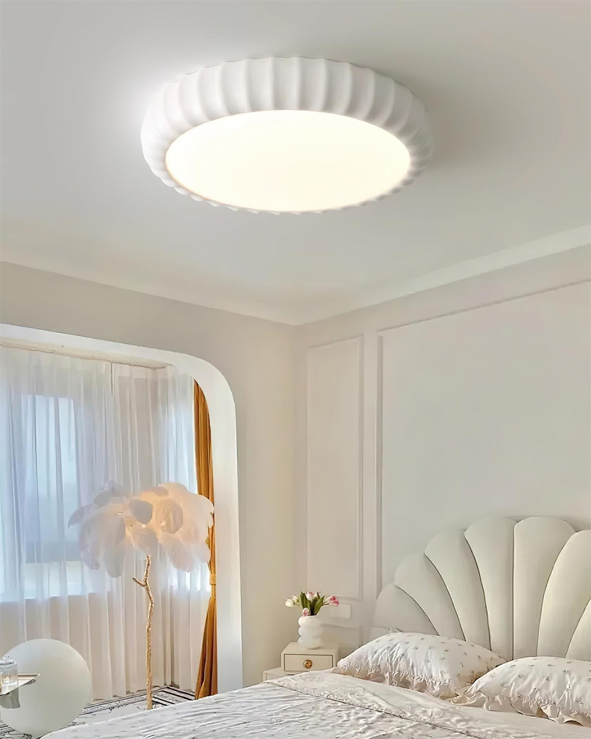 Ceiling Light Soft Green Resin Minimalist Flush Mount Modern