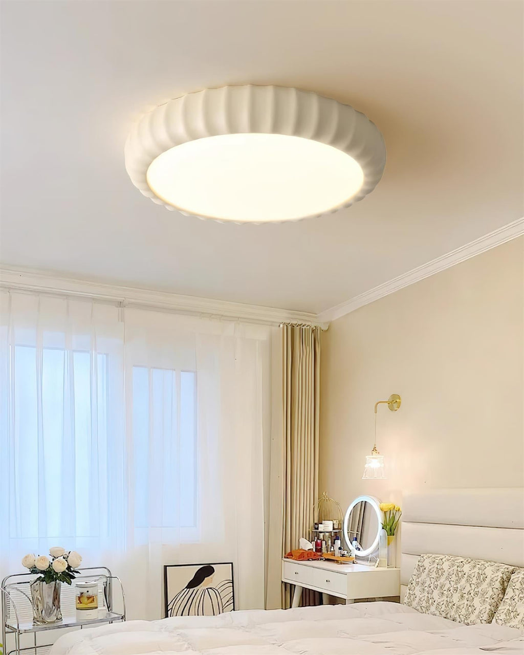 Ceiling Light Soft Green Resin Minimalist Flush Mount Modern