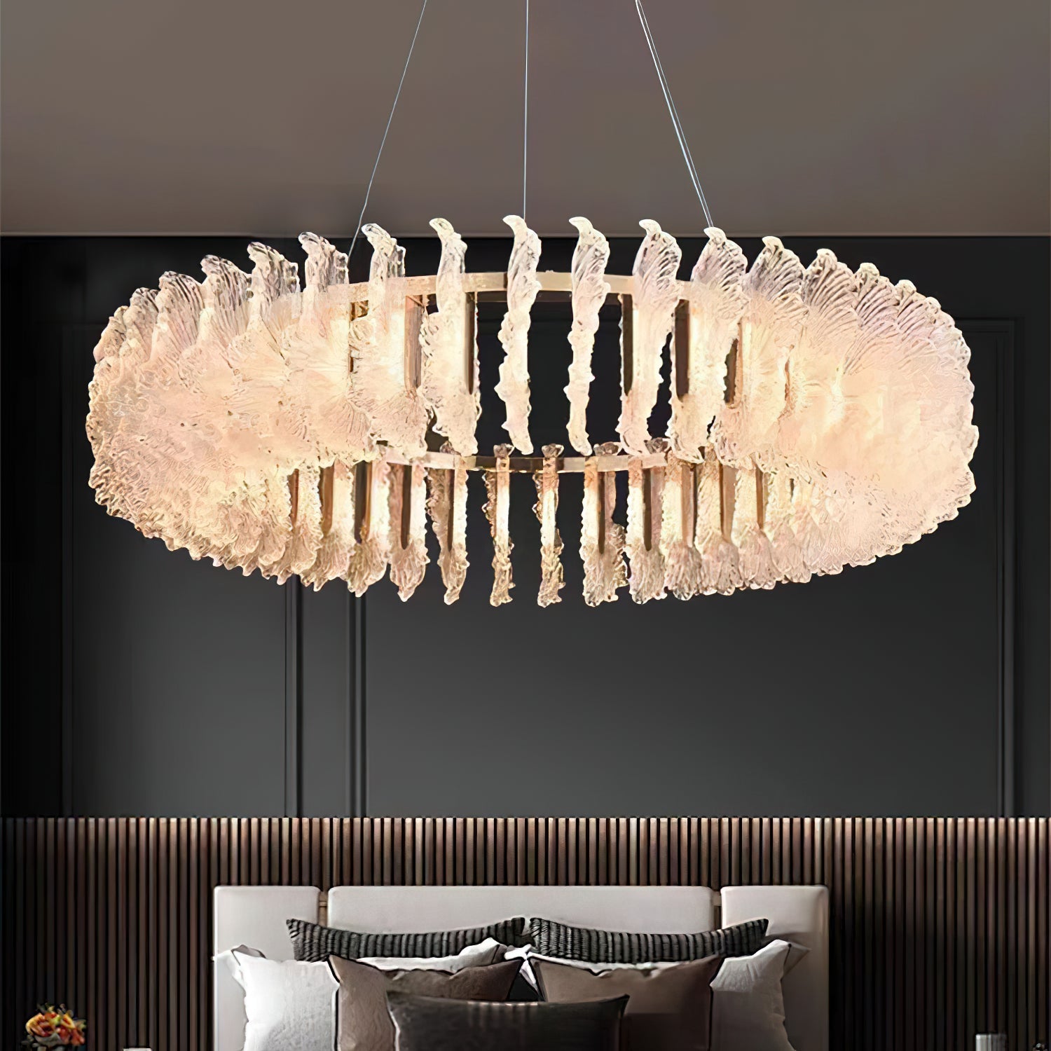 Ulcarir Luxury Leaf Glass Acrylic Chandelier