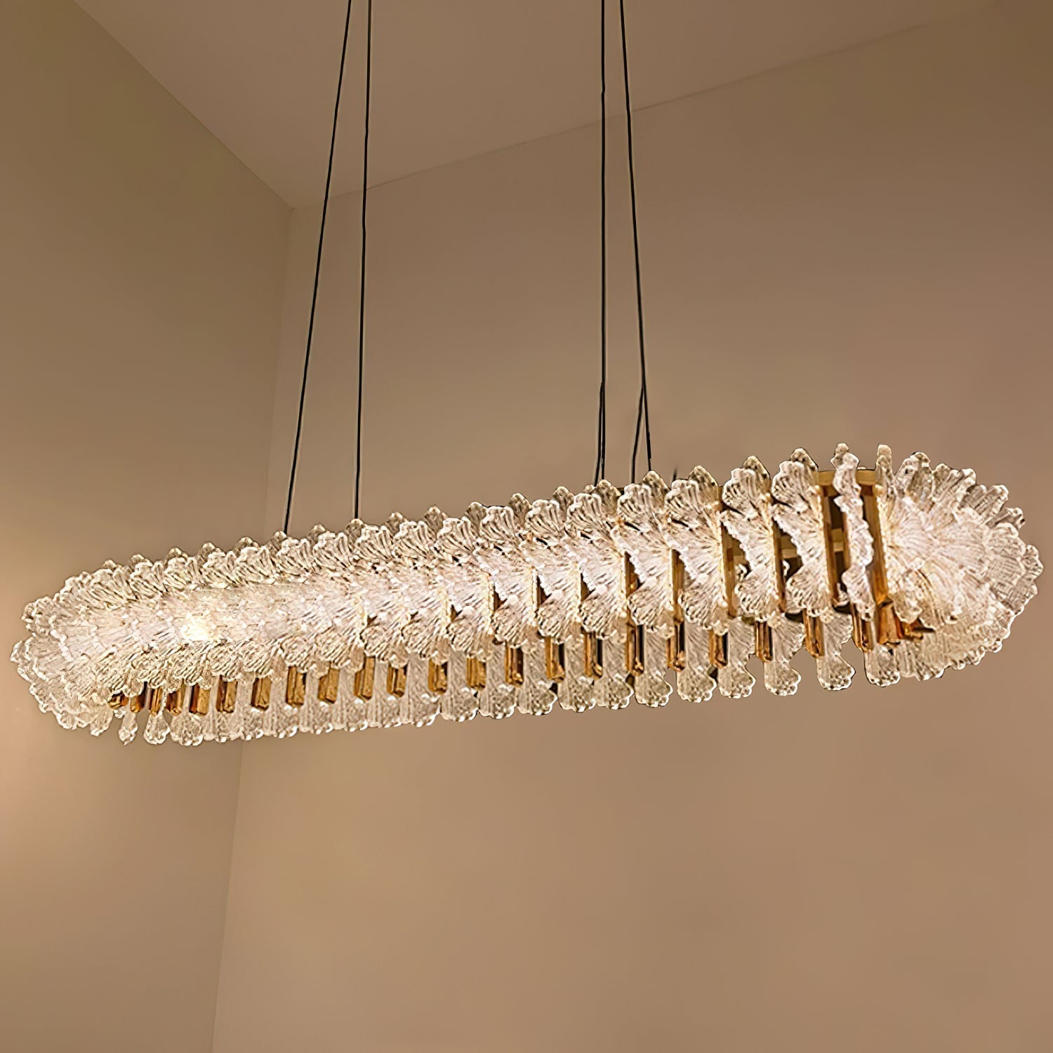 Ulcarir Luxury Leaf Glass Acrylic Chandelier