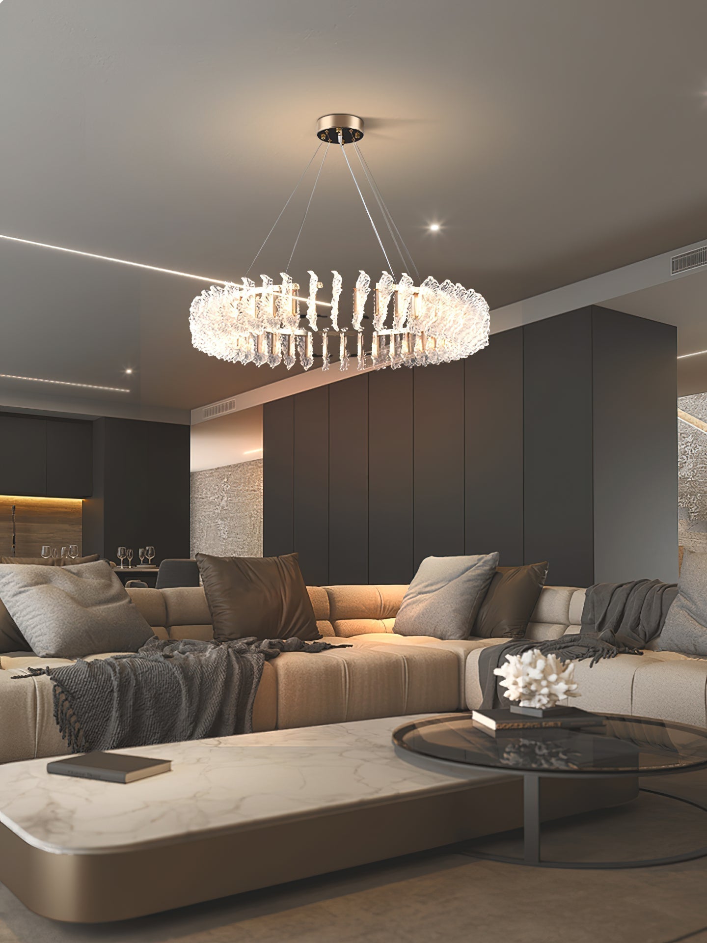 Ulcarir Luxury Leaf Glass Acrylic Chandelier