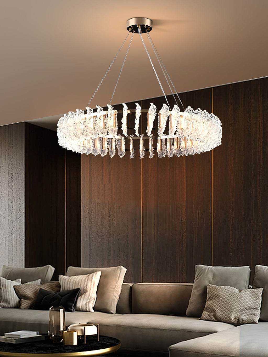 Ulcarir Luxury Leaf Glass Acrylic Chandelier