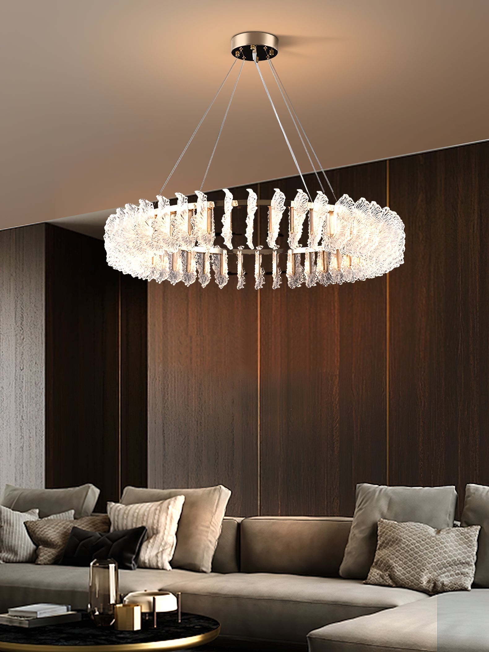 Ulcarir Luxury Leaf Glass Acrylic Chandelier