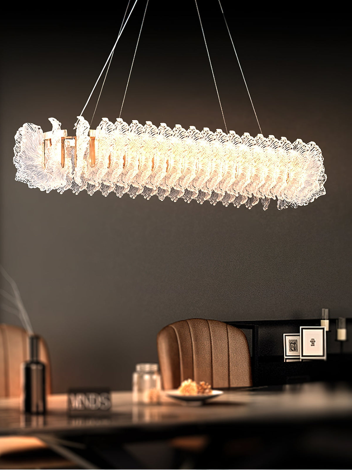 Ulcarir Luxury Leaf Glass Acrylic Chandelier