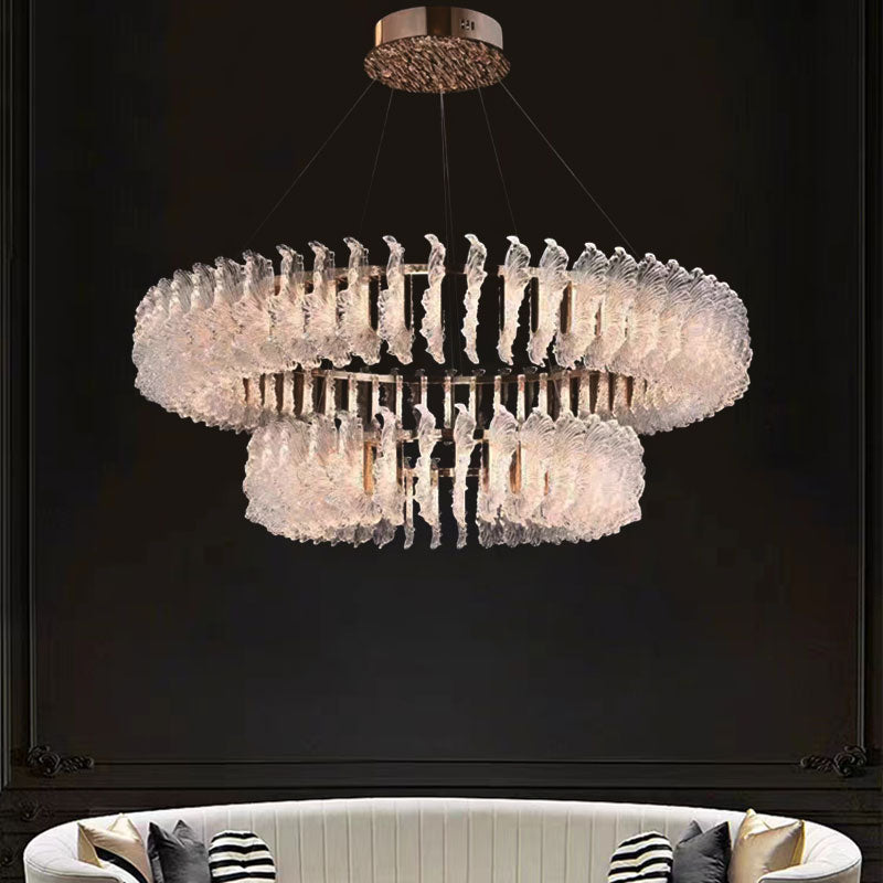 Ulcarir Luxury Leaf Glass Acrylic Chandelier
