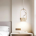 Cesta  Pendant Light  Square Yellow Travertine