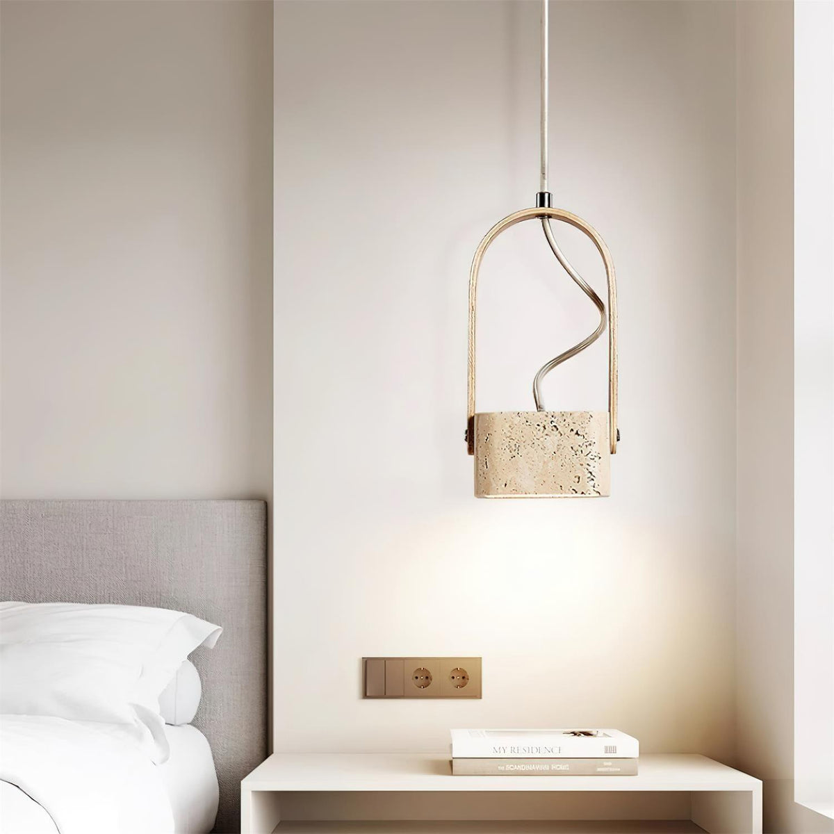 Cesta  Pendant Light  Square Yellow Travertine