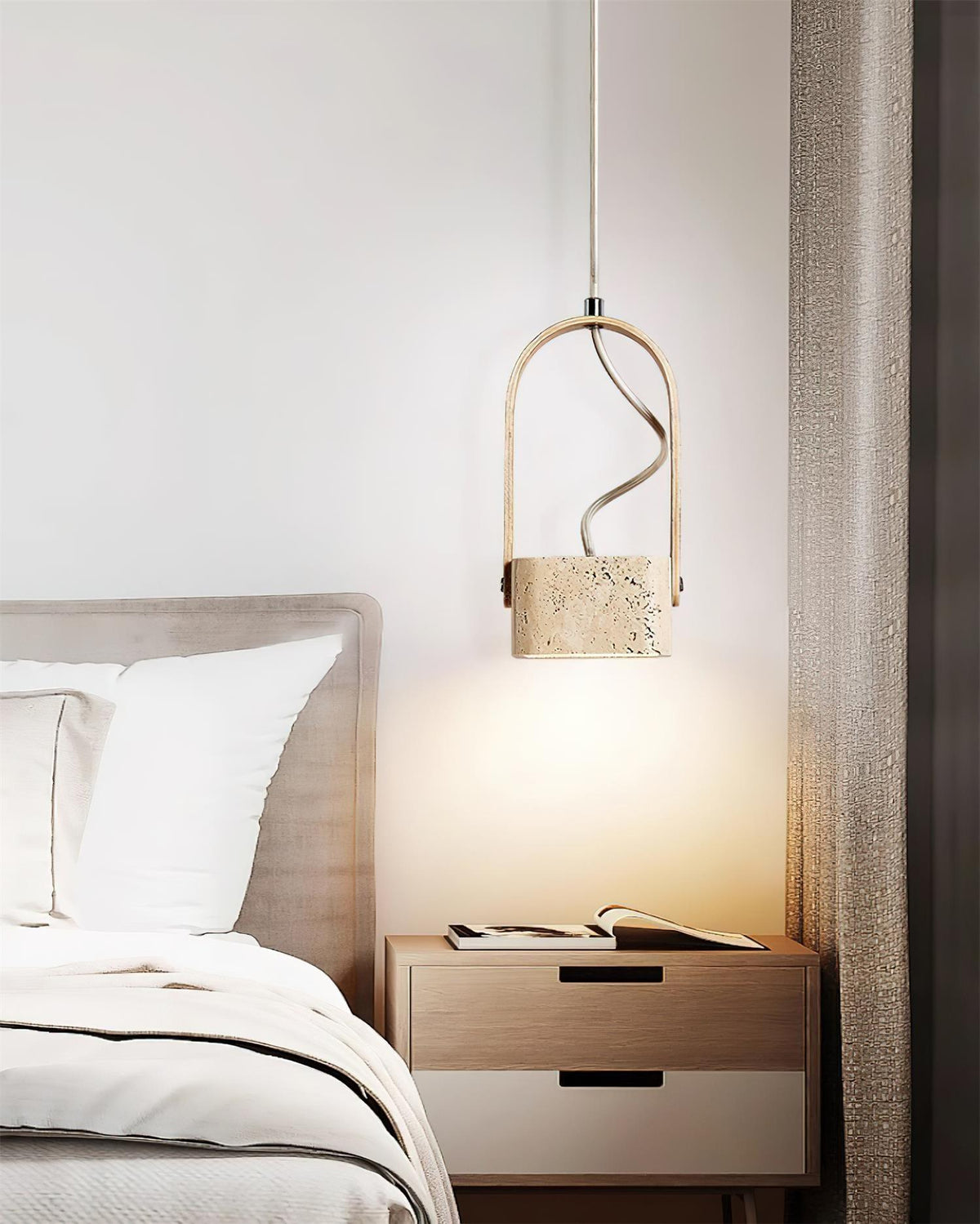 Cesta  Pendant Light  Square Yellow Travertine