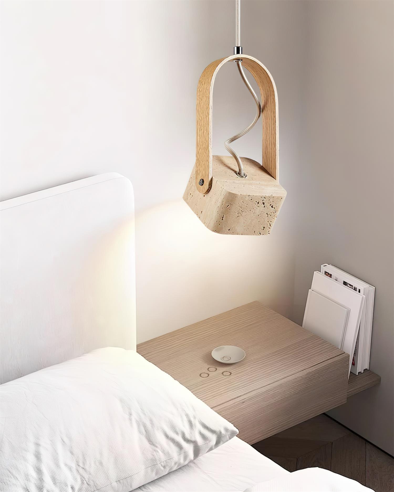 Cesta  Pendant Light  Square Yellow Travertine