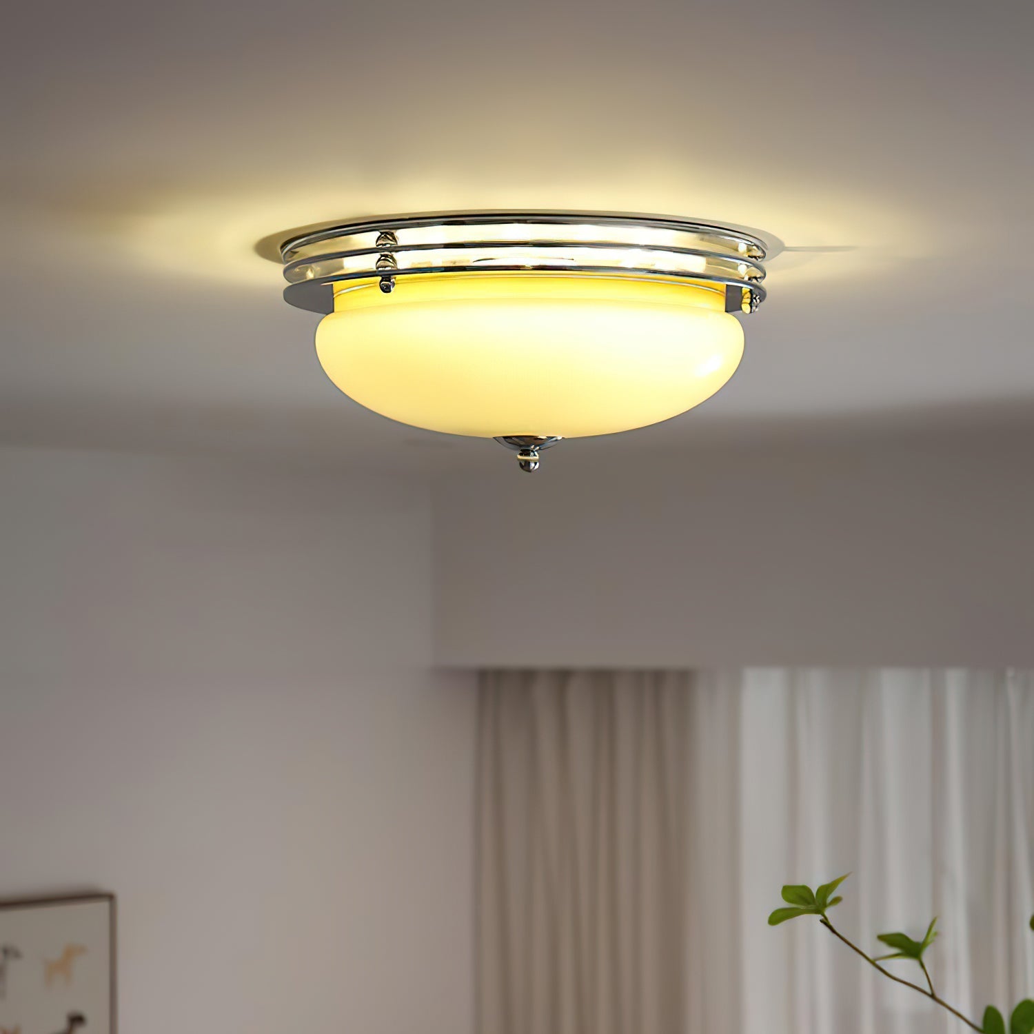 Ceiling Light Canopy and Glass Shade Classic Round Modern