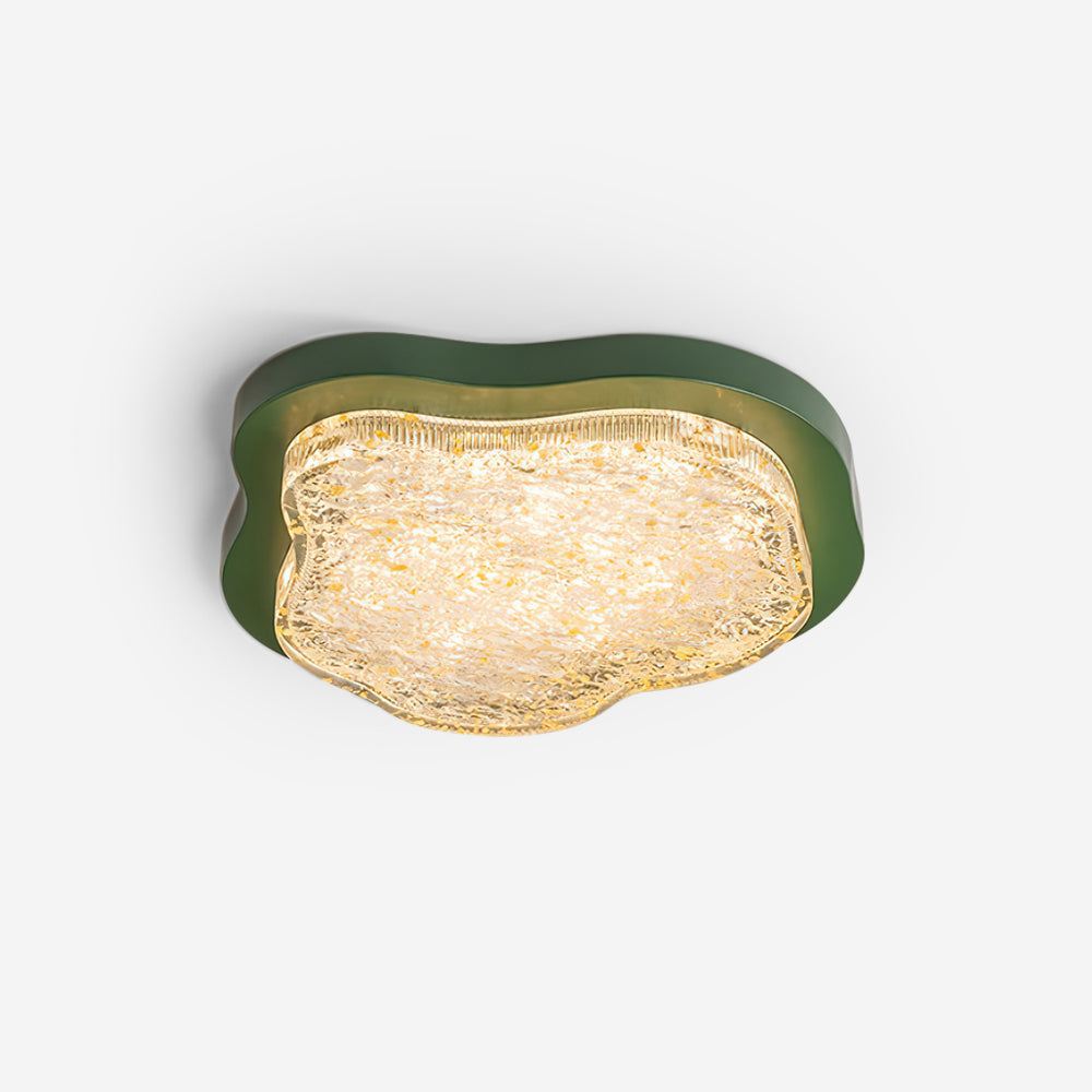 Ceiling Light Irregular Shape Resin Gold Leaf Modern Artistic Green
