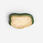 Ceiling Light Irregular Shape Resin Gold Leaf Modern Artistic Green