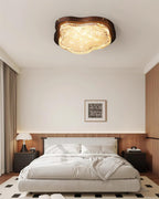 Ceiling Light Irregular Shape Resin Gold Leaf Modern Artistic Green