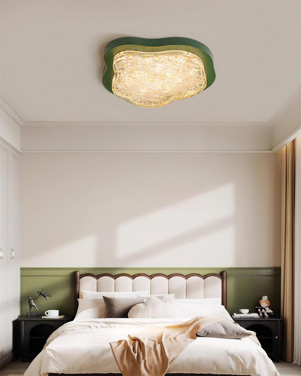 Ceiling Light Irregular Shape Resin Gold Leaf Modern Artistic Green