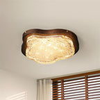 Ceiling Light Irregular Shape Resin Gold Leaf Modern Artistic Green